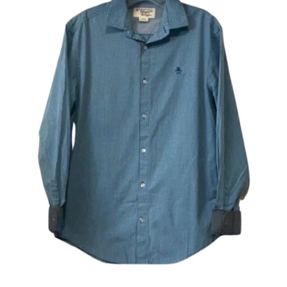 Men’s An Original penguin classic fit blue casual gingham dress shirt Small